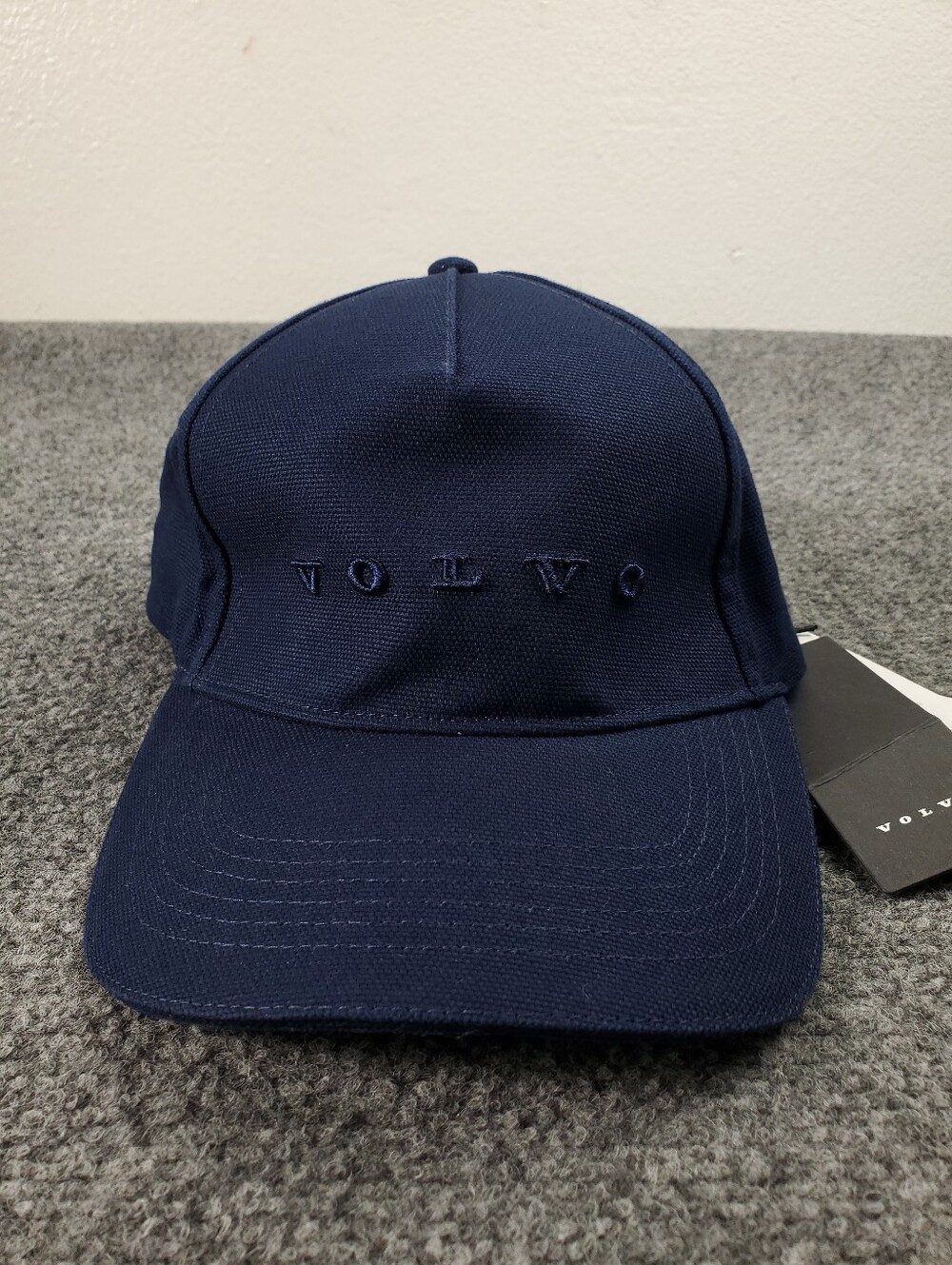 Volvo Word Mark Hat Cap 3D Spellout Adjustable Strap Back Navy Blue NEW